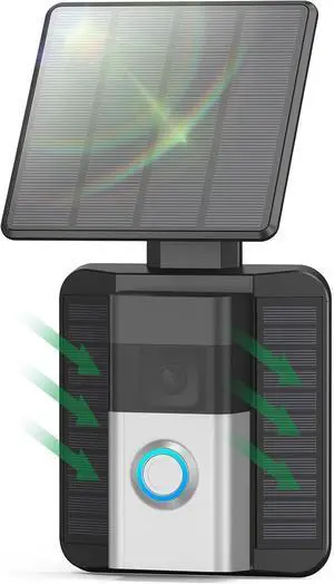 Solar Charger Compatible with Battery Doorbell (2024 Release) Waterproof Continuously Solar Panel Adjustable Panel Only for USB-C Port Video Doorbell