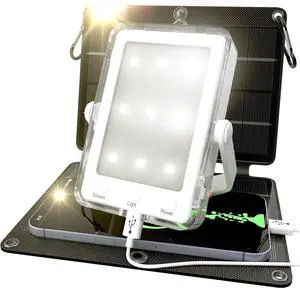 Portable Solar Charger & Flashlight with 7W Panel  3in1 Survival Kit | 5000mAh USB C Power Bank & 800-Lumen Light | IP68 Waterproof | Camping Power Outages & Emergencies | iPhone & Android
