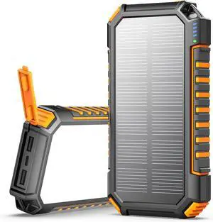 Power Bank 27000mAh Solar Charger 15W USB C Fast Charging Portable Phone Charger for iPhone Three Outputs External Battery Pack with Bright LED Flashlight for Outdoor Camping