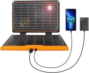 20W Portable Solar Panel High-Efficiency Monocrystalline PV Module Power Charger with Dual USB Ports for Phones Tablets Power Bank Camera and Other Off-Grid Applications