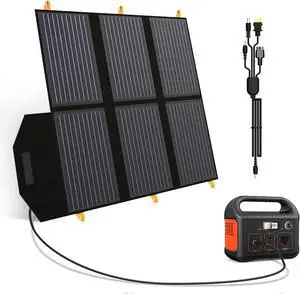 60W Portable Solar Panel for Power Station 24% High Efficiency Foldable Solar Charger with QC3.0 USB-A PD3.0 DC Output IP67 Waterproof Solar Panels for Camping RV Power Outage (Without Generator)