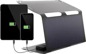 Sunnybag SUNBOOSTER 21 Portable Solar Charger with 21 Watt Foldable Efficient Waterproof 2 USB Outputs Mobile Phone Tablet Power Bank On The Go Charging for Outdoors Hiking Camping Travel