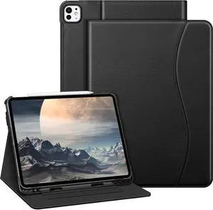 Fintie Folio Case for iPad Pro 13-inch (M4) 2024 Multi-Angle Viewing Protective Stand Cover with Pencil Holder & Pocket Auto Sleep/Wake Black