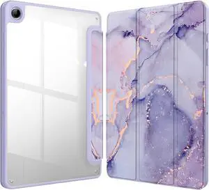 Fintie Hybrid Slim Case for  Galaxy Tab A9 Plus/A9+ 5G 11 Inch 2023 Model (SM-X210/X216/X218) Shockproof Cover with Clear Transparent Back Shell Auto Wake/Sleep Lilac Marble