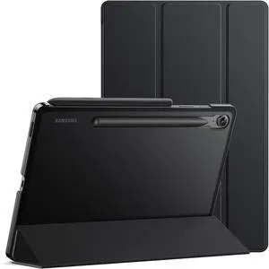 Case for  Galaxy Tab S10 FE / S9 FE 10.9-Inch Slim Translucent Back Tri-Fold Stand Protective Tablet Cover Support S Pen Charging Auto Wake/Sleep (Black)