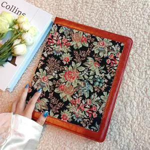Vintage Fabric Case with Pencil Holder for iPad Air 11 Inch 2025 iPad Air 5th/4th Gen 10.9 Inch Case iPad Pro 11 Inch 4th/3rd/2nd/1st Gen Magnetic Charging