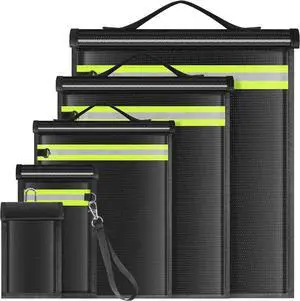 5 Pack Faraday Bags EMP Proof Faraday Bags for Laptops Tablets Phones Car Keys Faraday Cage with Handle&Reflective Strip EMP bags Faraday Pouch for Electronics Fireproof Waterproof
