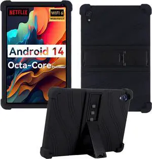 Case for Urao C107 Tablet Kids Friendly Soft Silicone Adjustable Stand Cover for Urao C107 10.1 inch Tablet (Black)