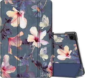 Fintie Slim Case for  Galaxy Tab A9 Plus/A9+ 5G 11 Inch 2023 Model (SM-X210/X216/X218) Ultra Thin Lightweight Hard Back Shell Tri-Fold Stand Cover with Auto Wake/Sleep Blooming Hibiscus