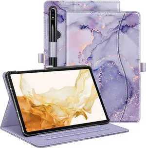Fintie Case for  Galaxy Tab S10+/ S9+/ S8+/ S7 FE/ S7+ 12.4 Inch Multi-Angle Viewing Protective Cover with Pocket Auto Sleep/Wake Lilac Purple
