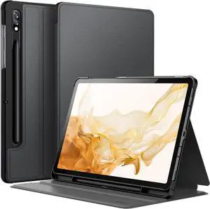 Case for  Galaxy Tab S8 2022/S7 2020 11-Inch with S Pen Holder Slim Folio Stand Protective Tablet Cover Multi-Angle Viewing (Black)