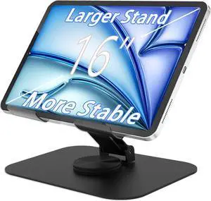Larger Metal Tablet Stand Adjustable 360° Rotation Tablet Holder Compatible with 4-16 Tablet Such as iPad Pro iPad Air iPad Mini Tab S10 Ultra Black