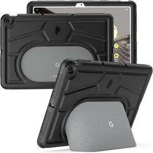 TurtleSkin Series for Google Pixel Tablet Case 11 inch (2023) Heavy Duty Shockproof Rugged Kids Friendly Drop Protection Silicone Cover Case Black