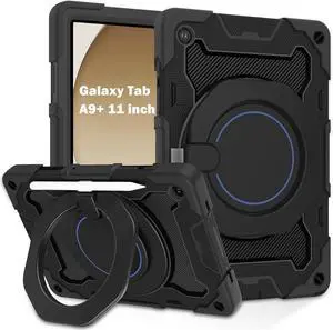 Case for Galaxy Tab A9 Plus 5G/ A9+ 11 Inch with HD Screen Protector & Shoulder Strap Heavy Duty Military Case for  Galaxy A9 Plus SM-X210/X216/X218 - Rotating Stand for Kids