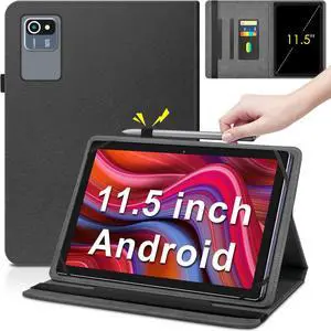 Universal 11.5 inch Tablet Case Leather Protective Cover for 11.5-12 Inch Android Tablet Stand Folio Case Card Slot & Pencil Holder & Multi-Angles Viewing