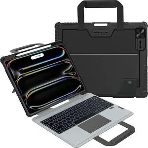 Magic Keyboard Case for iPad Pro 13 inch M4 2024 Handheld Case for iPad Pro 13 inch 2024 with Keyboard Pencil Holder Large Trackpad 7 Colors Backlit Camera Protection Black