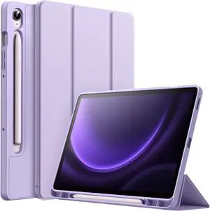 Case for  Galaxy Tab S10 FE / S9 FE 10.9-Inch with S Pen Holder Soft TPU Tri-Fold Stand Protective Tablet Cover Support S Pen Charging Auto Wake/Sleep (Light Purple)
