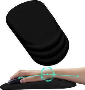 Ergonomic Mouse Pad with a Massage-Designed for Wrist Support Pain-Relieving Features a Wrist Rest with Memory Foam and a Non-Slip PU Base Mouse Pads for Gaming and Office (Black)