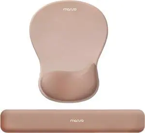 Wrist Rest Support for Mouse Pad&Keyboard Set Ergonomic Mousepad with Concave Curved Memory Foam Non-Slip Base Pain Relief Comfortable Rectangular Easy Typing Pad for Home/Office Brown