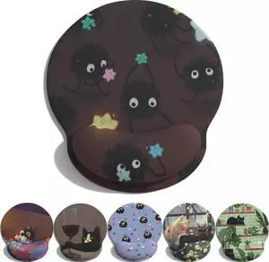 Cute Cartoon Small Black Coal Ball Mouse Pad with Wrist Support Ergonomic Wrist Rest Table Decoration Simple Typing Pain Relief