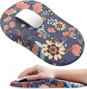 Ergonomic Mouse Pad Wrist Support Pain Relief Mouse Pad with Wrist Rest Entire Memory Foam Mouse Pad with Non-Slip PU Base Comfortable Mousepad Perfect for Office & Home 1PCSFlowers