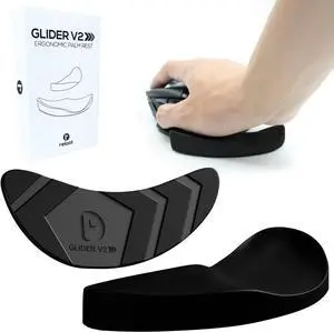Glider v2 - Ergonomic Gliding Palm Rest Soft Cooling Material Sliding Wrist Pad That Moves with Your Mouse Physician Designed for Carpal Tunnel Syndrome Lightweight Wrist Rest (Black)