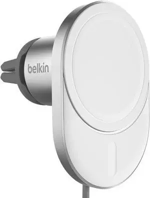 MagSafe-Compatible Wireless Car Charger with 15W Fast Charging Powerful Magnetic Vent Holder for iPhone 16 15 14 13 and 12 Series Secure Car Phone Mount - White