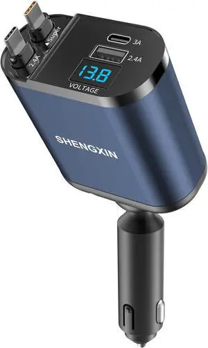 Retractable Car Charger for iPhone 16 Fast Charging Car Charger USB C Car Chargers with 2 Retractable Cords 2.6ft Car Adapter for iPhone 16/15/14/13/12 Galaxy Pixel Series
