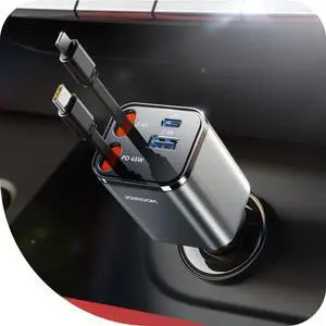 [2025 Ultra-Compact] Retractable Car Charger 84W Car Charger USB C for iPhone 16 Fast Charging Car Accessories Car Adapter Travel Essentials Gifts for Women Men for iPhone 16 15 14 13 12