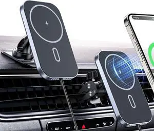 for MagSafe Car Mount Charger 360° Rotation Magnetic Wireless Charger for Car Vent/Dashboard Supports Fast Charging Compatible with iPhone 16/15/14/13/12 Series ???? ??????????????