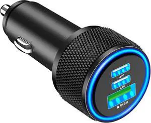 USB C Car Charger 3-Port 67W PD Dual USB-C USB-A Power Cigarette Lighter Adapter PD/QC Type C Car Charger Fast Charging for iPhone 16 16 Pro 15 14 13 12 11/Galaxy S25 S24 S23/Pixel/iPad Pro