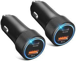 USB C Car Charger 2 Pack 38W Cigarette Lighter Adapter 12V USB Outlet PD/QC Fast Charging Car Phone Charger Plug for iPhone 16 15 14 13 Pro Max iPad Android  S25 S24 S23 S22 Pixel 9 8
