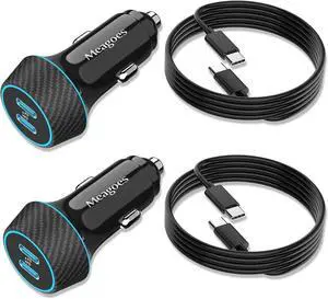2 Pack 90W USB C Car Charger Super Fast Charging for iPhone 16 Pro Max/Plus/15  Galaxy S25 Ultra/S24/S23/A55/Pixel 9 Dual 45W PD Port Cigarette Lighter Adapter with 3.3FT Type C Cord