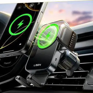 Wireless Car Charger 15W/10W/7.5W Fast Charging Air Vent Phone Mount Car Phone Holder Charger [No Shake] Wireless Charging Mount for iPhone 16 15 14 13 Pro Max  Series All Smartphones