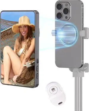 Selfie Monitor Screen Phone Vlog Selfie Monitor Screen Support Wireless Synchronization 0 Latency Remote Control Operation 1800mAh Battery Back Camera for iPhone & Android Phone