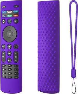 Silicone Case Cover for Vizio XRT140 Remote Silicone Remote Cover for XRT140 Vizio Smart TV Remote Control Shockproof Sleeve with Lanyard (Purple)