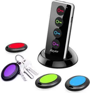 Key Finder 80dB+ RF Item Locator Tags with 131ft. Working Range Wireless Remote Tracker for Wallet Phone Glasses Pet 1 RF Transmitter & 4 Receivers