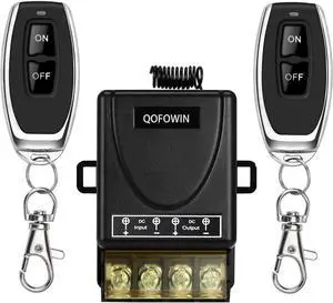 Wireless Remote Switch with 328 ft Long Range DC 12V/24V/48V/72V Current Rating 30A 12v Remote Control Switch for All Kinds of DC Motors Luminaire Controll etc