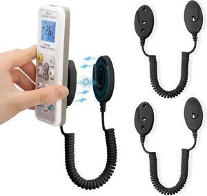 2-Pack Magnetic Remote Control Holders with Spring Ropes - Safely Secure Remotes & Small Items Wall-Mount with Adhesive Anti-Loss Rapid Adsorption Extendable Spring (Black 43 inch 2 Pack)