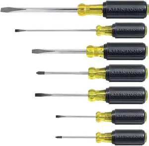 85076 Screwdriver Set Made in USA Slotted and Phillips Screwdrivers with Non-Slip Cushion-Grip Handles and Tip-Ident 7-Piece
