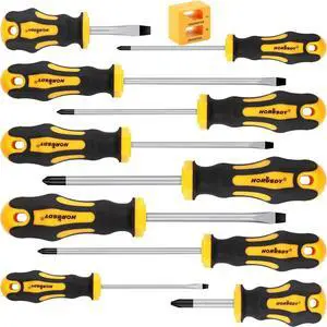 11-Pieces Magnetic Screw driver Magnetic 5 Phillips and 5 Flat Head Tips for Fastening and Loosening Seized