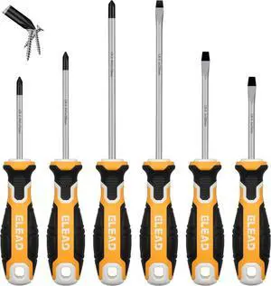 6-Piece Magnetic Screwdrivers Set 3 Phillips and 3 Slotted Tips Professional Cushion Grip Screwdriver Set