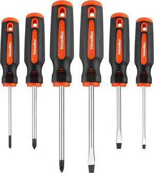6-Piece Magnetic Screwdriver Set 3 Phillips and 3 Flat Tip Screwdrivers Non-slip Handle Screw Driver Set Kit