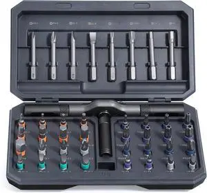 42 in 1 Magnetic Screwdriver Set DIY Ratchet Screwdriver Set Multi Bit Magnetic Drive Set with Detachable Ratchet Handle Portable Compact Repair Tool Kit for Furniture Computer Bicycle Gray