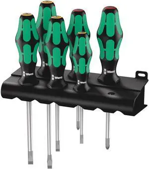 - 5105650001 Kraftform Plus 334/6 Screwdriver Set with Rack and Lasertip 6-Pieces Multicolor Slotted: 6.5x150mm 3x80mm 4x100mm 5.5x125. Phillips: PH1x80 PH2x100