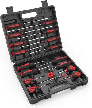 18 PCS Magnetic Screwdriver Set with Case 7 Phillips and 9 Slotted Tips Professional Cushion Grip Screwdriver Non-Slip for Repair Home Improvement Craft
