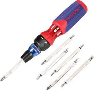 12-in-1 Ratcheting Multi-Bit Screwdriver Set Quick-load Mechanism Screwdriver with Double End Bits in Handle