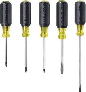 80031 Screwdriver Set Made in USA 5-Piece Kit Includes 2 Slotted 2 Phillips and 1 Square Tip Screwdriver Cushion Grip Comfort