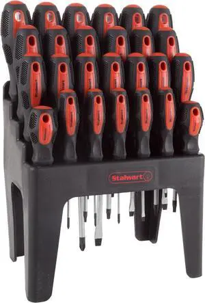 26-Piece Screwdriver Set with Wall Mount Stand and Magnetic Tips - Phillips Slotted Pz and Star Screw Tips by (Black)