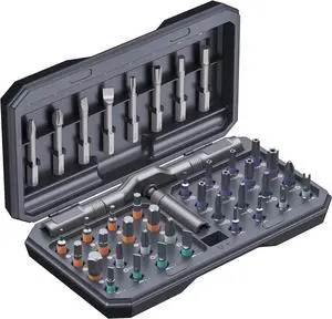 42 in 1 Ratchet Screwdriver Kit with 40 PCS Magnetic Bits Repair Screwdriver Set with Rotatable Ratchet Handle Versatile Handle Screw Driver Set with Carry Case(Gray)